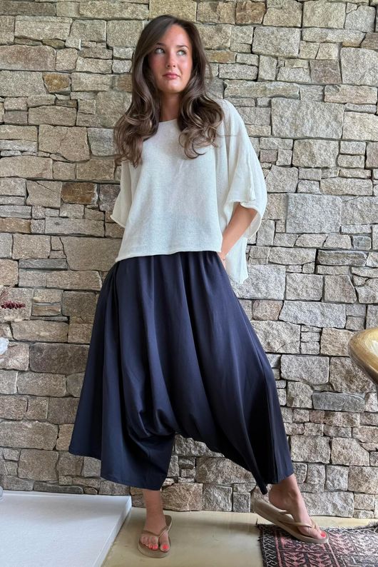Oscar Asymmetric Hareem Skirt Pant Ink Navy